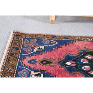 Alfombra Vintage de lana rosa y azul de 1,8x3,3 pies, diseño de retales Rectangular de Oriente Medio para sala de estar, coche, rompecabezas de látex, alfombra para pasillo - Product Image 2