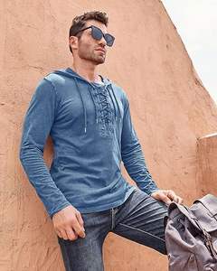 Sudaderas con capucha de manga larga para hombre personalizadas 100% algodón invierno Color sólido Vintage elegante al aire libre Casual transpirable ligero pulóveres - Product Image 4