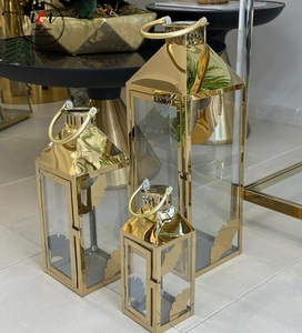 Linterna de suelo de diseño único con acabado dorado de lujo festivo Ramadán Eid Hajj vajilla decorativa para fiestas decoraciones de mesa - Product Image 4