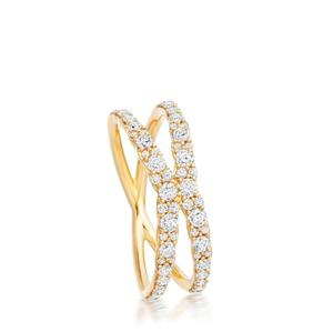 Bague en diamant fusion en forme de X plaquée or 14 carats, bijoux de mode faits à la main pour femmes, bague de mariage - Product Image 1