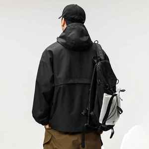 Sweat à capuche vintage personnalisé, randonnée en plein air, coupe-vent, veste de travail imperméable, veste de sport décontractée à fermeture éclair pour hommes - Product Image 5