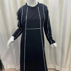 Nouvelle mode Robe décontractée à manches longues pour femmes Style moyen-orient Robe abaya ample Ankara avec broderie africaine en coton - Product Image 1