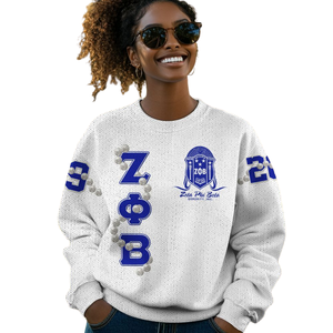 Zeta Phi Beta 1920 Sorority Knit Sweater ZPhiB Divine Nine Greek Life Chenille Letters Azul Blanco Premium Sweater Gift - Product Image 4