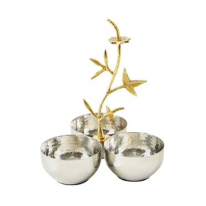 Cuenco estándar para servir frutas secas de acero inoxidable martillado con soporte de metal dorado para fiesta Catering festivo - Product Image 4