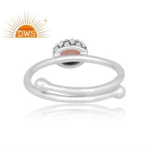 Meilleure vente argent Sterling fin naturel pêche pierre de lune pierre précieuse bague réglable bijoux pour femmes cadeau pour elle - Product Image 4