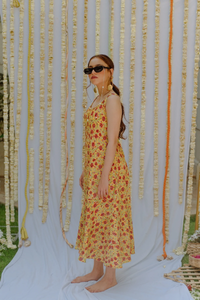 2024 Summer Women's Casual Collection Floral Printed Ankle-Length Sleeveless Dress O-Neck Woven Natural <b>Sweet</b> <b>Party</b> Wear - Product Image 4