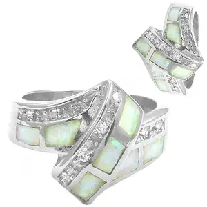 Anillo de Ópalo Plateado para Mujer, Diseño Geométrico, Estilo Palacio Artístico, Incrustaciones de Resina a la Moda con Baño de Oro, Piedras Preciosas Naturales con Certificación IGI - Product Image 3