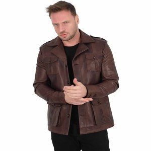 Chaqueta/abrigo de cuero hecho a mano de piel de cordero genuina para hombre, chaqueta de cuero marrón desgastado para hombre - Product Image 2