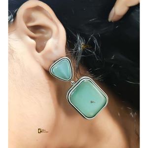 Replica <b>Earrings</b> with Stone Peach Colour Stone Gift for Casual Party Wear <b>Handmade</b> Bulk Product - Product Image 1