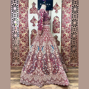 Nuevo Cherry Red Lehenga con Dori & Thread Work & Dazzling Diamond Touch Ideal para todas las ocasiones a granel Cantidad de la India - Product Image 3