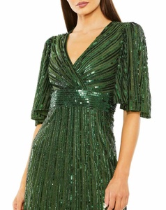 Elegante verde Aline Body Shape Noche/Vestido con cuentas Lentejuelas Bead manga completa Vestido largo de baile para fiestas Vestido de cóctel vestido de lujo - Product Image 5