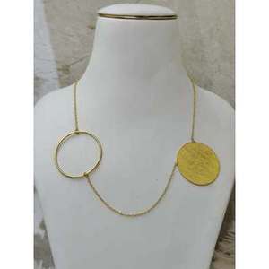 Collar Largo Minimalista con Colgante, Chapado en Oro, Diseño Geométrico de Círculos, Joyería para Mujer, Ideal para Fiestas - Product Image 3