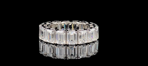 แหวนแต่งงานเพชรเพาะเลี้ยง 8 กะรัต ทรงเอเมอรัลด์ รับรองโดย SGL แบบเต็มวง - Product Image 2