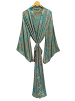Kimono en soie pour femme, robe longue de nuit, imprimé floral, kimono vintage indien en soie recyclée.