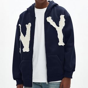 เสื้อสเวตเตอร์มีฮู้ดสำหรับผู้ชายแขนยาวแบบย้อนยุคผ้าฟลีซระบายอากาศได้ดีปักโลโก้ได้ตามต้องการสำหรับฤดูหนาว - Product Image 5