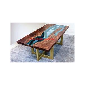 Mesa de cocina de comedor de diferentes formas de diseño múltiple de Color Natural con trabajo de incrustaciones de fregona de Material de resina de madera para decoración de oficina - Product Image 2