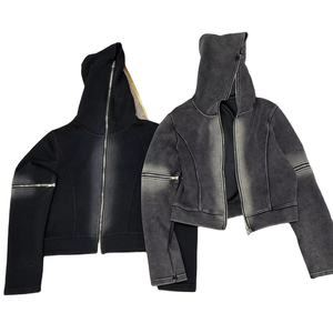 เสื้อฮู้ดผ้าฝ้าย100% ผ้าเฟรนช์เทอร์รี่บ็อกซี่แบบรูดซิปทรงโอเวอร์ไซส์และมีฮู้ดเลือกได้สำหรับผู้ชาย - Product Image 1