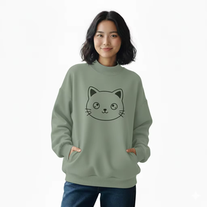 Sudadera Oversize con Cuello Alto Estampada para Mujer, de Algodón Grueso con Forro Polar, con Lentejuelas, Cálida, Informal, para Otoño e Invierno, Estilo Urbano - Product Image 1