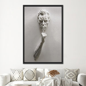 Impression sur toile d'art abstrait représentant une sculpture masculine - Décoration murale moderne, encadrée en noir - Product Image 1