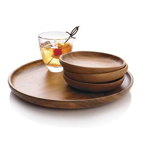 Plato de servicio redondo de madera de acacia hecho a mano de alta calidad Acabado natural Ecológico y sostenible - Product Image 6