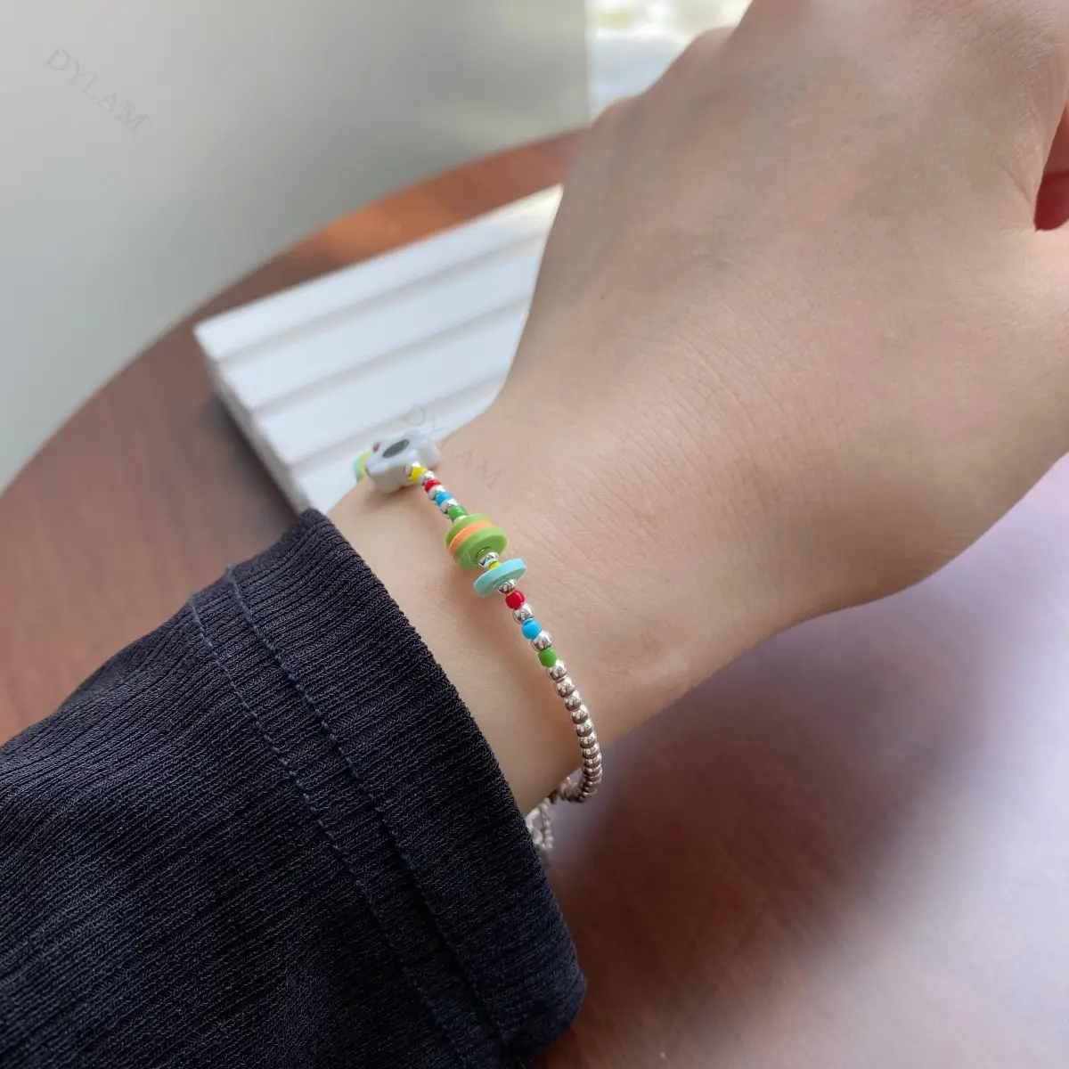 Dylam-pulsera de tenis apilable para mujer, brazalete de cuentas de piedra colorida, joyería fina de verano 2022, 925