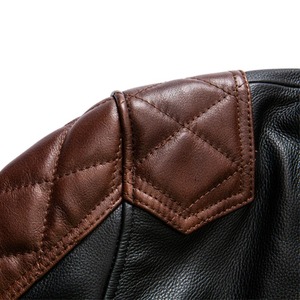 Veste de motard classique pour hommes de haute qualité manteau en cuir véritable en cuir de vachette avec doublure en duvet et laine de haute qualité - Product Image 2