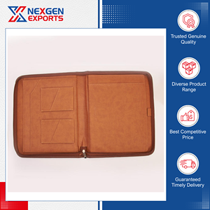 Exclusive Sale Unmatched Quality Vintage Style Leather <b>File</b> Folder Zipper Customizable Color Logo Nexgen Exports Indian - Product Image 4