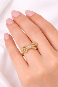 Anillo de Diamantes de Laboratorio con Diseño de Lazo, Chapado en Oro Puro de 14K o Plata de Ley, con Diamantes Engastados en Pavé, Regalo de Cumpleaños para Ella - Product Image 6