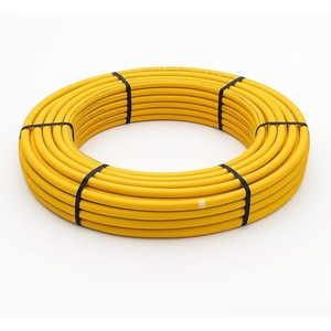 Tuyau de gaz multicouche ondulé PE-Xb/AL/PE-Xb en rouleaux de 25m, 50m, 100m, diamètres 16, 20, 26mm, gaine jaune pour systèmes de gaz naturel, tubes en acier - Product Image 1