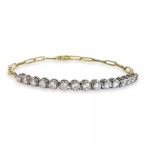14k or demi Tennis demi-trombone Bracelet, Bracelet en diamant, Bracelet de déclaration, Bracelet en or, Bracelet, Bracelet à maillons - Product Image 1