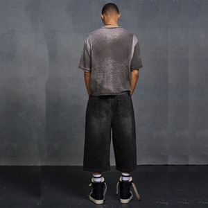 Dernière technique de lavage de pigments T-shirt vintage surdimensionné pour hommes en détresse T-shirt décontracté à col rond Hip Hop décontracté avec logo personnalisé - Product Image 2