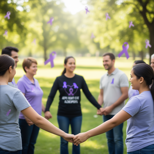 T-shirt a maniche lunghe con grafica viola per la consapevolezza sulle malattie da Alzheimer, Hope Fight Cure - Product Image 3