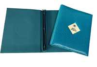 Porte-menu en cuir PU certifié ISO de haute qualité, avec plaque métallique nickelée durable et logo personnalisé, pour hôtels et restaurants