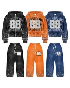 Meilleure quantité Streetwear personnalisé survêtements à capuche à fermeture éclair ensemble de survêtement sérigraphie pantalon de survêtement évasé et ensemble de sweat à capuche - Product Image 1