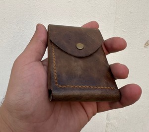 Handmade Vintage Style Genuine Cowhide Wax Pull-Up <b>Leather</b> <b>Wallet</b> Short Length with Open Button Closure <b>for</b> Men and <b>Women</b> - Product Image 6