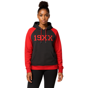 DST Delta เสื้อมีฮู้ดแขนแร็กแลนสีดำสีแดง, ผ้าฝ้ายผสมกับเสื้อผ้าชมรมนักกรีกศักดิ์สิทธิ์เก้า hbcu ชีวิตชาวกรีกก่อตั้งปี - Product Image 1