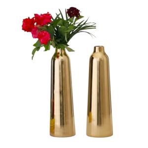 Vase de table moderne en aluminium martelé doré, vase à fleurs en métal en forme de larme pour la décoration de la maison, centre de table - Product Image 3