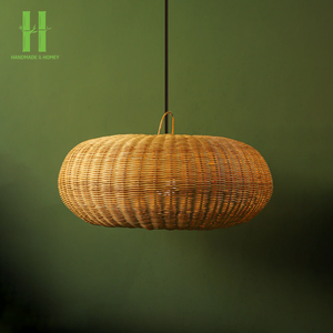 Rattan <b>Bamboo</b> Lampshade Modern Indoor Eco-Friendly Wholesale Pendant <b>Light</b> Hotel Decoration Handicraft Custom Shape Vietnam - Product Image 1