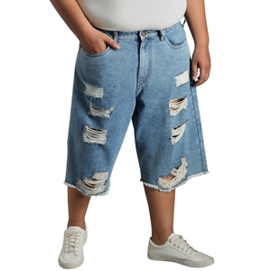 Shorts en jean décontractés respirants grande taille, déchirés, style streetwear, confort décontracté, tissu durable, audacieux, pour tous les jours, été - Product Image 1