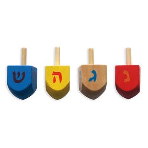 Juego de 4 Dreidels de Resina y Aluminio con Letras Hebreas de Colores Cazenove, Precio al por Mayor, para Decoración del Hogar en Hanukkah, Juguete Festivo - Product Image 4
