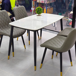 Modern and Traditional 140x80cm Stone <b>Top</b> Dining <b>Table</b> with 4 Aster CBBA124 <b>Solid</b> <b>Wood</b> Luxury Chairs for Home Kitchen Use - Product Image 2