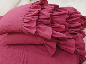 Funda nórdica de lino de hotel de calidad superior con 2 fundas de almohada estilo francés grueso con volantes lavado a la piedra ropa de cama natural cama personalizada - Product Image 5