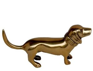 Estatua decorativa de aluminio para perro Schnauzer para el hogar con escultura y figuritas de perro Schnauzer chapadas en latón antiguo - Product Image 2