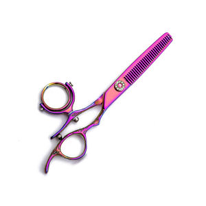 Ciseaux à effiler les cheveux de la meilleure qualité Ciseaux à effiler pour barbier en titane multicolore - Product Image 3