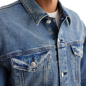 Chaqueta de hombre-Chaqueta vaquera recortada dividida con cremallera-Bolsillos de otoño e invierno Logotipo personalizado Servicio OEM con opción multicolor - Product Image 3