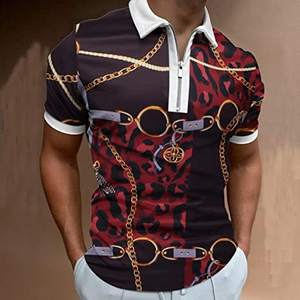 Chemise d'été à manches courtes pour homme, col roulé, imprimé 3D sublimé, tricoté, écologique, décontracté, respirant, mélange de polyester, séchage rapide - Product Image 6