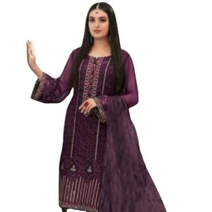 Nouveau costume pakistanais semi-cousu en Georgette lourde avec séquence de broderie travail Palazzo vente en ligne vêtements indiens et pakistanais - Product Image 1