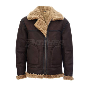 Veste en peau de mouton d'hiver pour homme Vrai cuir doux et chaud Coupe-vent Écologique Doublure en laine légère Vêtement d'extérieur élégant Décontracté - Product Image 1