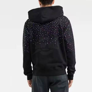 Custom High Quality Winter <b>Graphic</b> Oversized Cotton Rhinestone Distressed <b>Zip</b>-<b>Up</b> Cropped Breathable <b>Hoodie</b> for Men - Product Image 2