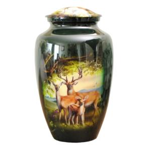 Urne funéraire en aluminium Galaxy pour adultes avec un magnifique autocollant décoratif et une finition noire pour les cendres humaines. - Product Image 5